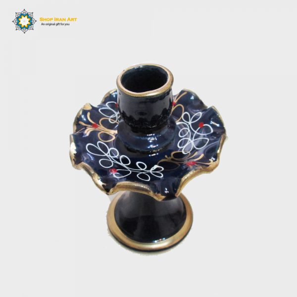 Enamel on Pottery Candle Holders, Lotus Design (2 PCs)