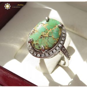 Silver Turquoise Ring, Green Design