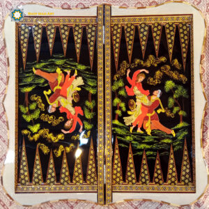Persian Marquetry Khatam Kari Chess & Backgammon Board, Lovers Design