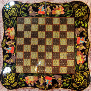 Persian Marquetry Khatam Kari Chess & Backgammon Board, Lovers Design