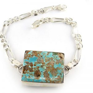Silver Turquoise Bracelet, Cuadrado Design 7