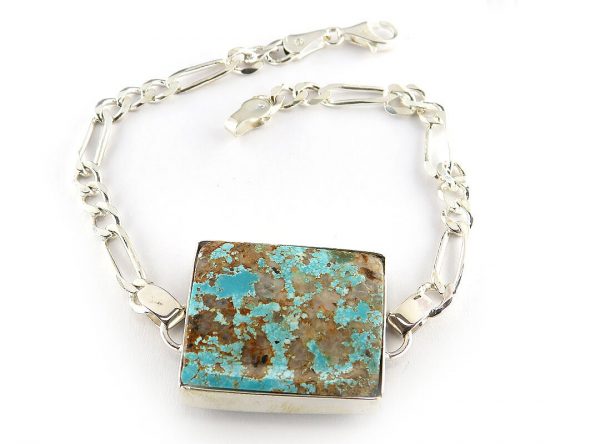 Silver Turquoise Bracelet, Cuadrado Design 3
