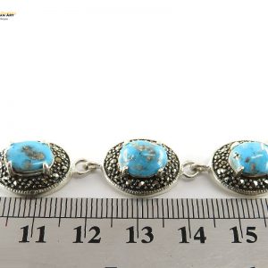 Silver Turquoise Bracelet, Hemisphere Design 5