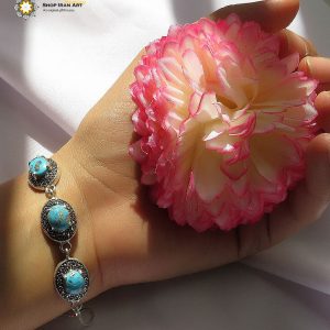 Silver Turquoise Bracelet, Hemisphere Design 6