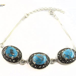 Silver Turquoise Bracelet, Hemisphere Design 8