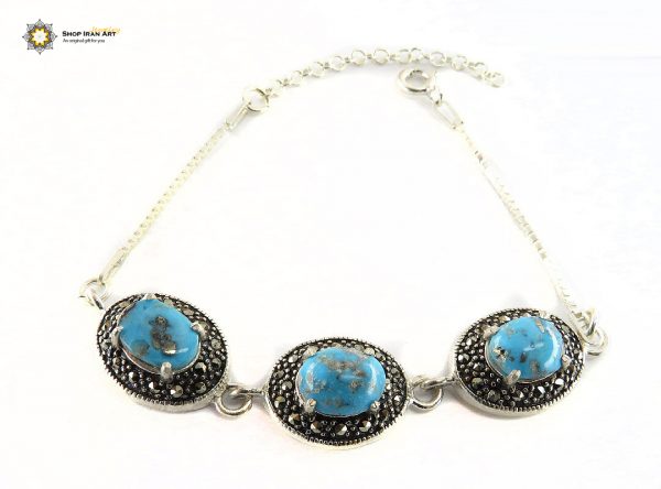 Silver Turquoise Bracelet, Hemisphere Design 4