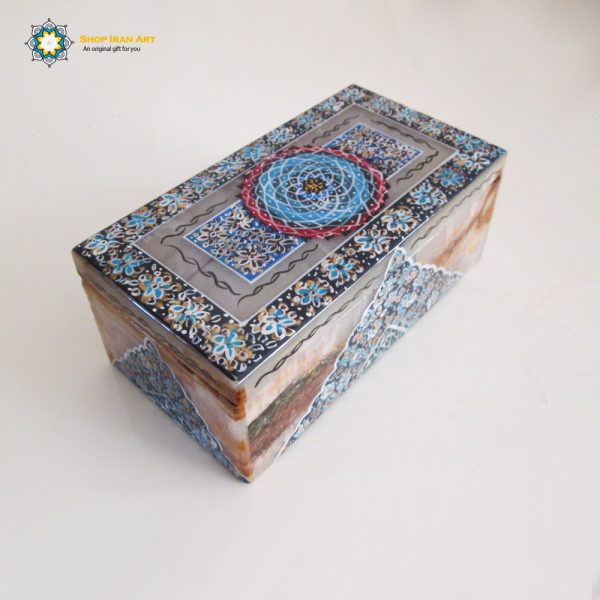 Persian Marble Ring Box, Flowers Painting