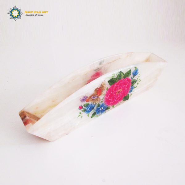 Persian Marble Tissue Holder, Flowers Painting