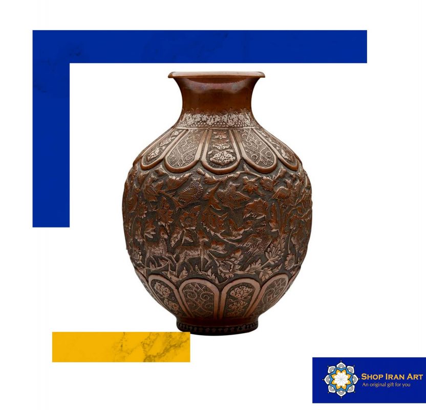 Persian Copper Enamel Vase