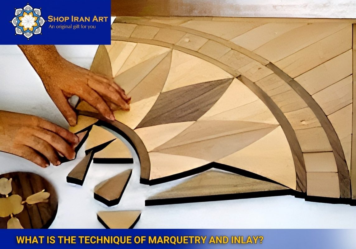 What is the technique of marquetry and inlay?