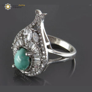 Silver Turquoise Ring, Drop Design