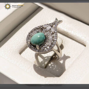Silver Turquoise Ring, Drop Design
