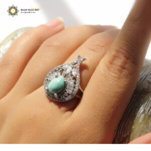 Silver Turquoise Ring, Drop Design