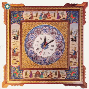 Marquetry & Mina-kari Wall Clock, Polo Design