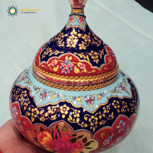 Minakari Persian Enamel Candy Dish, Golden Rose Design
