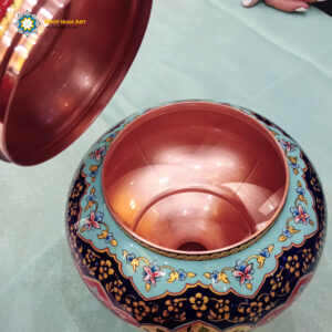 Minakari Persian Enamel Candy Dish, Golden Rose Design