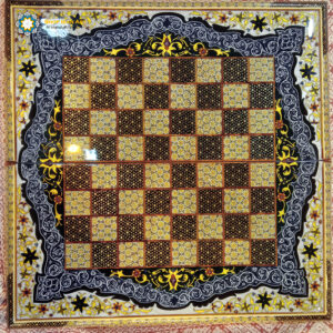 Persian Marquetry Khatam Kari Chess and Backgammon Board, Unique Design (60x60 cm)