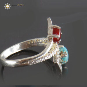 Silver Turquoise Ring, Agate and Turquoise 8