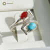 Silver Turquoise Ring, Agate and Turquoise