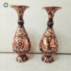 Persian Hand Engraved Copper Flower Vase Glazed Tin the Bird