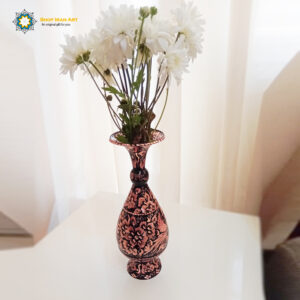 Persian Hand Engraved Copper Flower Vase Glazed Tin the Bird