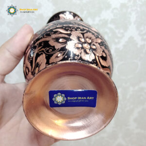 Persian Hand Engraved Copper Flower Vase Glazed Tin the Bird